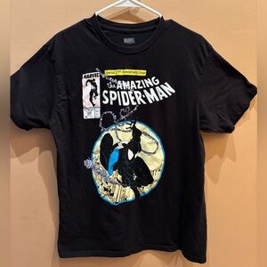 Marvel Amazing Spider Man Black Suit Graphic Tee 25th Anniversary Comic Large